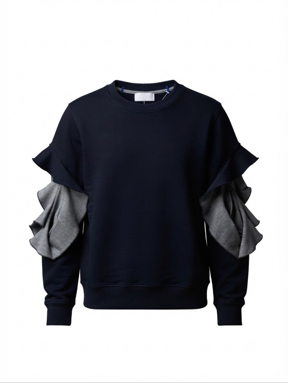 Prose & Poetry Navy Blue Hoodie Sweatshirt with Ruffled Sleeves Size S